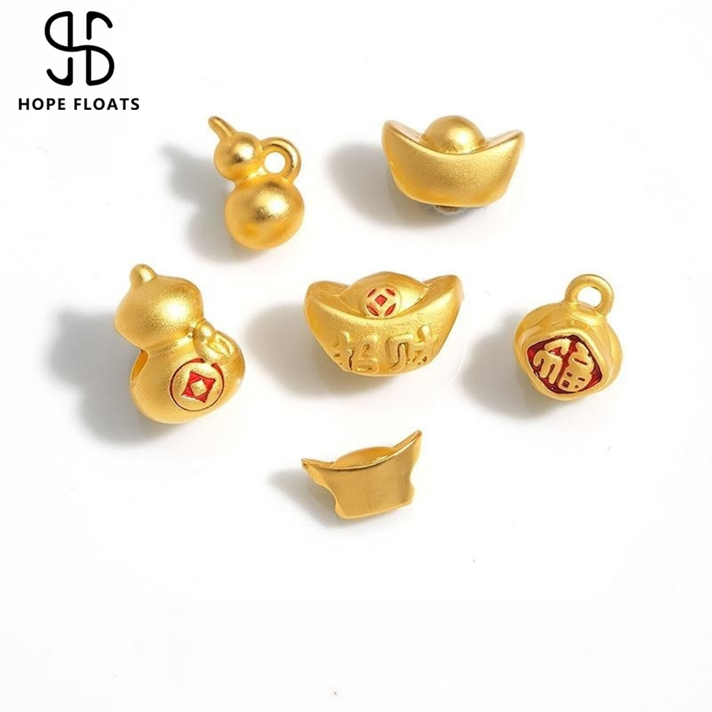 Hopefloats-24k เทพเจ้าแห่งความมั่งคั่งปูปลาคาร์พปลาหยวนสมบัติน้ำเต้าระฆังสร้อยข้อมือเครื่องประดับรูปแบบการ์ตูนการประมวลผลสีเครื่องประดับของขวัญเครื่องประดับสาว DIY