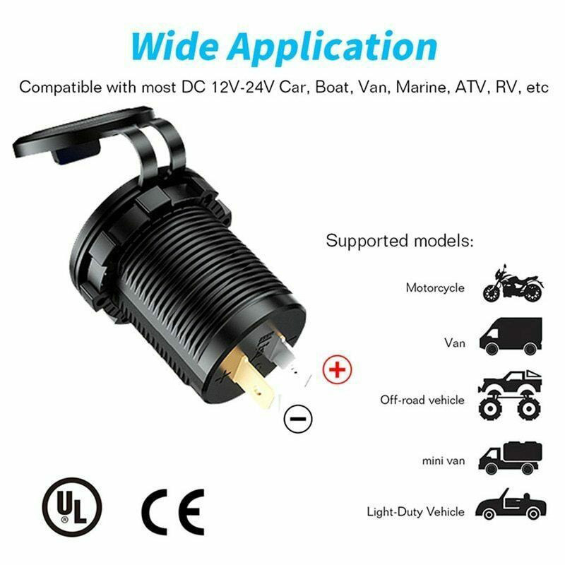 ซ็อกเก็ตชาร์จมอเตอร์รถยนต์ 12/24V 36W QC3.0 USB คู่ กันน้ํา พร้อมสวิตช์โวลต์มิเตอร์ อะแดปเตอร์ชาร์จเร็ว - รูปที่ 5
