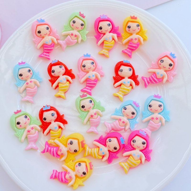 20ชิ้นน่ารักการ์ตูนเมอร์เมดชุดเรซิ่นเครื่องประดับคาดศีรษะเคสโทรศัพท์อุปกรณ์เสริม ทําเอง อุปกรณ์เสริมที่ทําด้วยมือ
