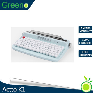 Actto คีย์บอร์ดบลูทูธไร้สาย ปุ่มกดทรงกลม ลายภาษาอังกฤษ สไตล์เรโทร สําหรับสํานักงาน
