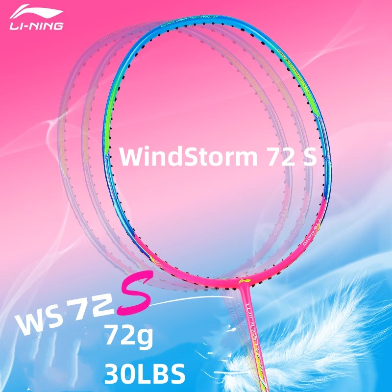 Li Ning WindStorm 72 S (6U) ไม้แบดมินตัน คาร์บอนไฟเบอร์ สีฟ้า สีชมพู สําหรับนักกีฬาผู้หญิง (ของแท้ 100%)AYPR008