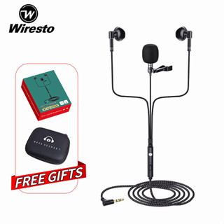 Wiresto หูฟังอินเอียร์ แบบมีสาย ตัดเสียงรบกวน HIFI เสียงเบสหนัก ไมโครโฟนคู่ สตรีมมิ่ง คาราโอเกะ เล่นเกม