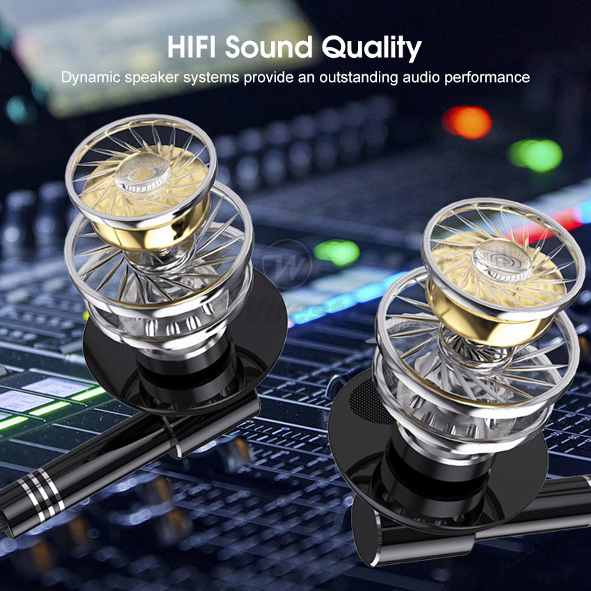 Wiresto หูฟังอินเอียร์ แบบมีสาย ตัดเสียงรบกวน HIFI เสียงเบสหนัก ไมโครโฟนคู่ สตรีมมิ่ง คาราโอเกะ เล่นเกม