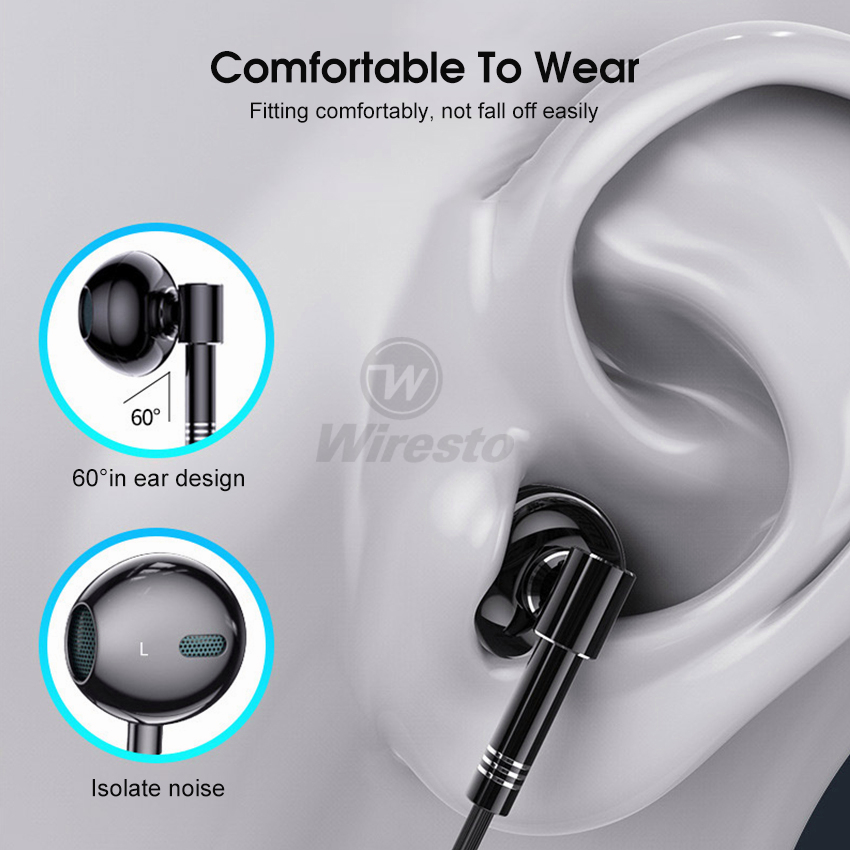 Wiresto หูฟังอินเอียร์ แบบมีสาย ตัดเสียงรบกวน HIFI เสียงเบสหนัก ไมโครโฟนคู่ สตรีมมิ่ง คาราโอเกะ เล่นเกม