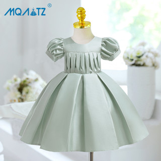 Mqatz ชุดเดรสเจ้าหญิง แขนสั้น สีพื้น สําหรับเด็กผู้หญิง L5520