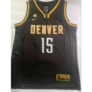 เสื้อกีฬาบาสเก็ตบอล ปักลาย NBA Denver Nuggets 15 Nikola Jokic สีทอง สีดํา สําหรับผู้ชาย 2023