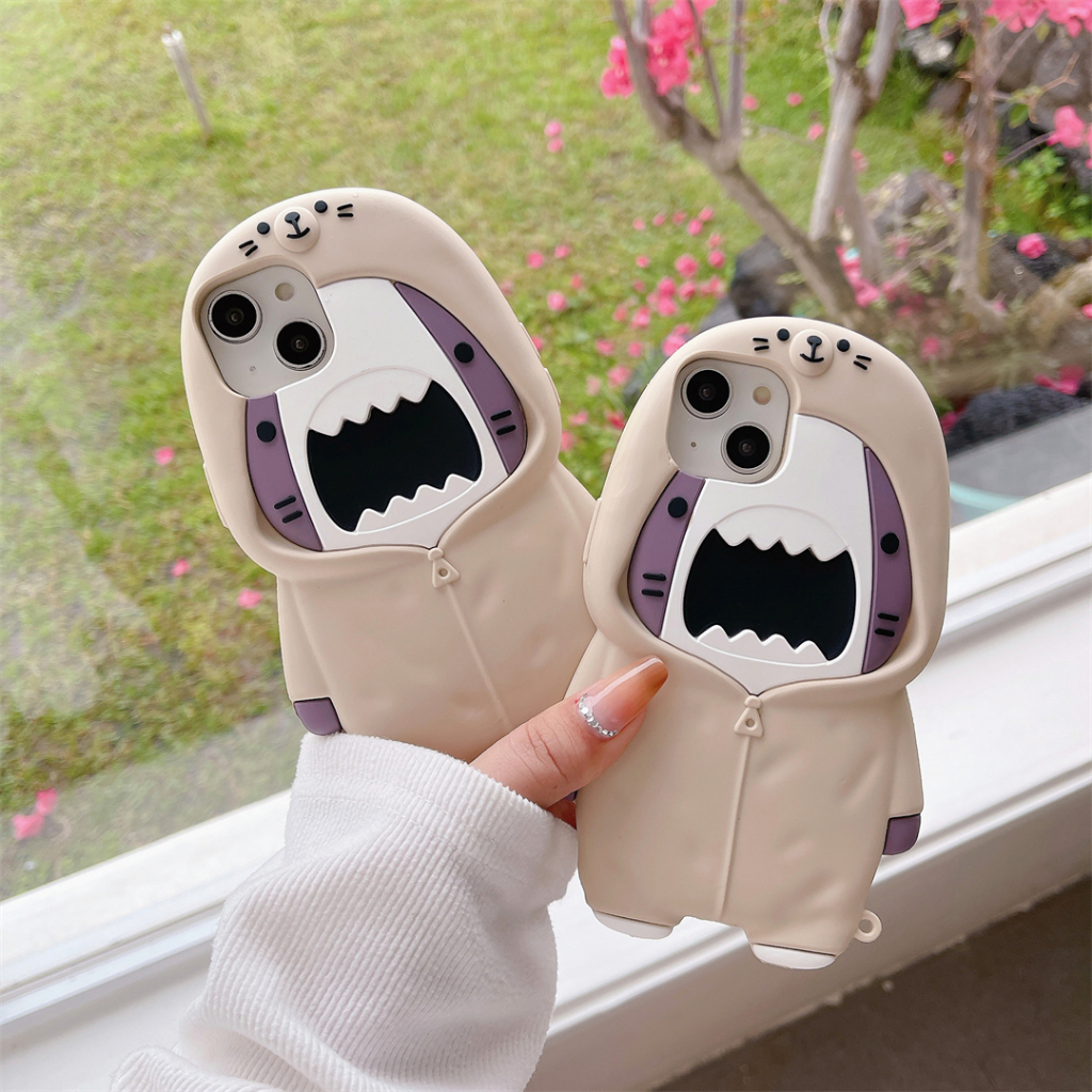 ซิลิโคน Shark เคส iPhone สําหรับ iPhone16 15 14ProMax 13 iPhone11 12 ProMax 14 เคส iPhone