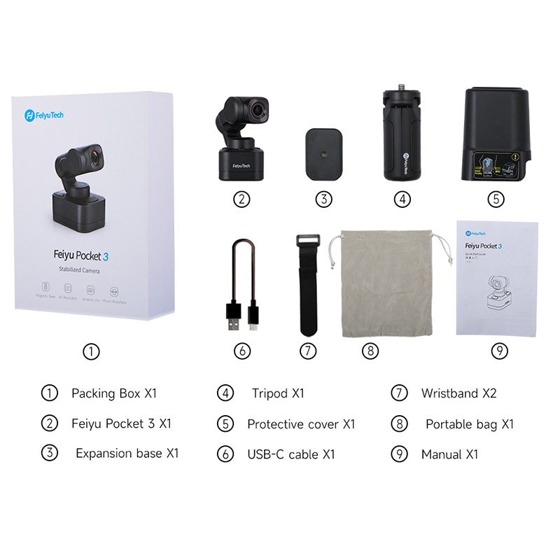 FeiyuTech Pocket 3 PTZ ขาตั้งกล้อง แบบมือถือ หลายฉาก สําหรับเล่นกีฬา ขี่จักรยาน