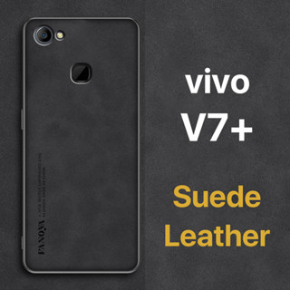 หนังกลับ เคส vivo V7+ V7 Plus Case สัมผัสที่สบาย ป้องกันลายนิ้วมือ ขอบTPUนุ่ม ป้องกันกล้อง ปกป้องหน้าจอ กันกระแทก