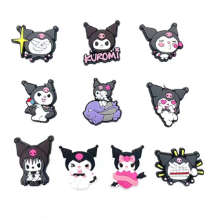 Kuromi หัวเข็มขัดยาง PVC แบบนิ่ม ลายดอกไม้ สําหรับตกแต่งรองเท้า Crocs