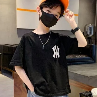 เสื้อยืดลําลอง คอกลม แขนห้าส่วน ทรงหลวม แฟชั่นฤดูร้อน สําหรับเด็กผู้ชาย