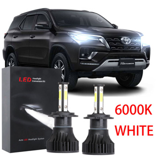 ชุดหลอดไฟหน้าฮาโลเจน LED 6000K สีขาว แบบเปลี่ยน สําหรับ TOYOTA FORTUNER 2016 2017 2018 2019 2020 (1 คู่)