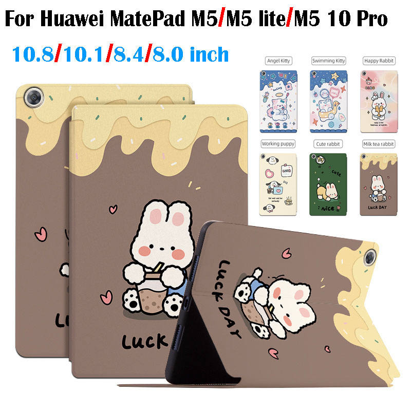 สําหรับ Huawei MediaPad M5 /M5 Lite 8 /M5 10 Pro 10.8 แฟชั่นน่ารักการ์ตูนรูปแบบแท็บเล็ต JDN2-L09 SHT-AL09 SHT-W09 BAH2-W19 CMR-AL09 คุณภาพสูง PU หนังฝาครอบ ราคา ถูกที่สุด ดีลบีเคเค