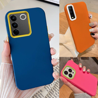 เคสโทรศัพท์มือถือ กันกระแทก สีฟ้าส้ม 3 in 1 สําหรับ vivo v27 5g v27e v27 pro v23 v25 pro v20 pro y11 y17 y12i y15 y12 y19 y20i y20 y20s y12s y12a y20s g y21 y21s S1