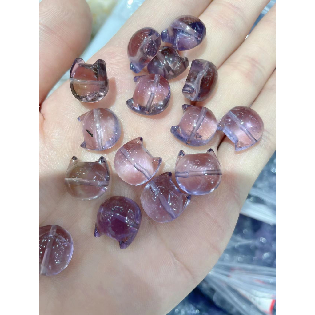 ธรรมชาติ Amethyst Faceless Cat แกะสลักชิ้นเครื่องประดับน่ารัก diy อุปกรณ์เสริม Simple All-Match ของขวัญ