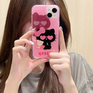 เคสโทรศัพท์มือถือ ลายการ์ตูนคิตตี้น่ารัก สีชมพู สําหรับ iPhone 11 12 12pro 12promax 13 13pro 13promax 14 14pro 14promax