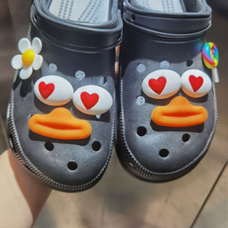 ตัวติดรองเท้า Crocs Jibbitz รูปเป็ด ตา และปากน่ารัก แต่งหัวเข็มขัด DIY สําหรับตกแต่งรองเท้า กระเป๋า