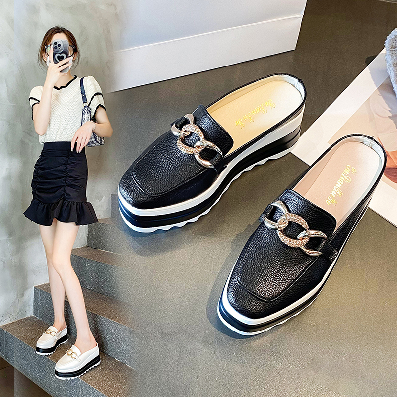แฟชั่น Chain String ผู้หญิง Wedges รองเท้า Casual 7 ซม.รองเท้าส้นสูงแพลตฟอร์มความสูงแสดงบางเดินรองเท้า