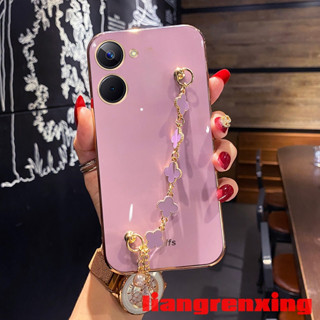 เคส REALME C33 5g REALME 10 2022 4G REALME 10 PRO 4G เคสเรียวมี 10 PRO PLUS เคสโทรศัพท์มือถือ ซิลิโคนนิ่ม กันกระแทก ลายใบโคลเวอร์สี่แฉก พร้อมสายคล้องมือ สําหรับ ZBSL01 น่ารัก ลายการ์ตูน กันกระแทก