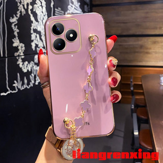 เคส realme C53 5g 2023 เคสเรียวมี realm c53 เคสโทรศัพท์มือถือ ซิลิโคนนิ่ม กันกระแทก พร้อมสายคล้องข้อมือ ลายใบโคลเวอร์สี่แฉก สําหรับ realme C53 5g 2023 GIRLS ZBSL01 น่ารัก ลายการ์ตูน กันกระแทก