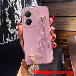 เคส VIVO Y36 4g 2023 เคสซิลิโคนนิ่ม ลายใบโคลเวอร์สี่แฉก พร้อมสายคล้อง สําหรับ VIVO Y36 4g 2023 GIRLS ZBSL01 น่ารัก ลายการ์ตูน กันกระแทก