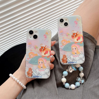 ใหม่ เคสโทรศัพท์มือถือ ลายการ์ตูนเจ้าหญิงดิสนีย์ เจ้าหญิงนอนหลับ มีสายโซ่ลูกปัด สีฟ้า ขาว สําหรับ iPhone 14 Pro max case 13 Pro max 12 Pro max 14 Pro 13 Pro 12 Pro 11 12 13 14 เคสแข็ง PC เคสป้องกัน