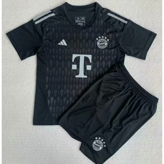 เสื้อกีฬาแขนสั้น ลายทีมผู้รักษาประตู Bayern Munich Jersey 2023 24 สีดํา สําหรับเด็ก