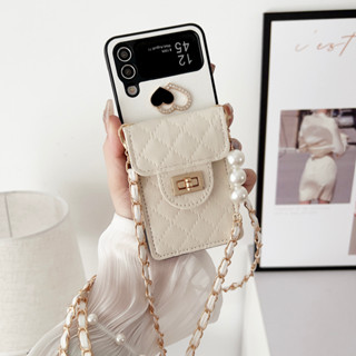 เคสป้องกันโทรศัพท์มือถือ แบบพับได้ มีช่องใส่บัตร สําหรับ Samsung Galaxy Z Flip 3 4 5