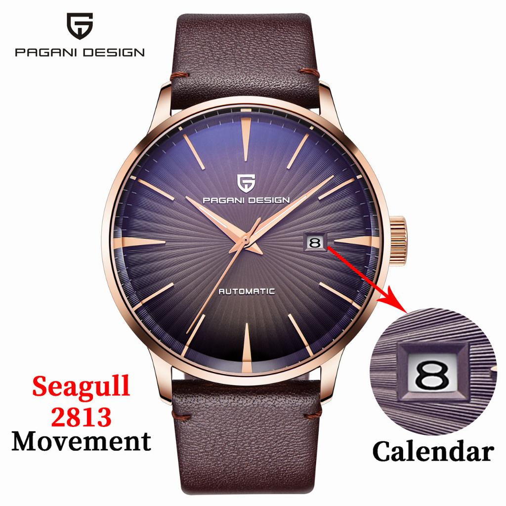 Pagani DESIGN นาฬิกาข้อมืออัตโนมัติ สายหนัง 100% กันน้ํา สําหรับผู้ชาย PD-2770