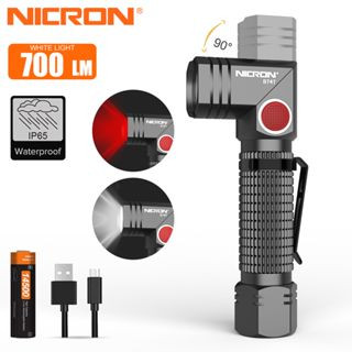 Nicron B74T ไฟฉาย LED หมุนได้ 90 องศา สีแดง และสีขาว พร้อมคลิปโรตารี่ ไฟ 7 โหมด 700LM กันน้ํา IP65 น้ําหนักเบา