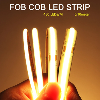 สายไฟ LED 12V 24V COB 10 ม. 5 ม. 480 ดวง ต่อม. ความหนาแน่นสูง ยืดหยุ่น 3000K 4000K 6000K 8 มม. สําหรับตกแต่งห้องครัว