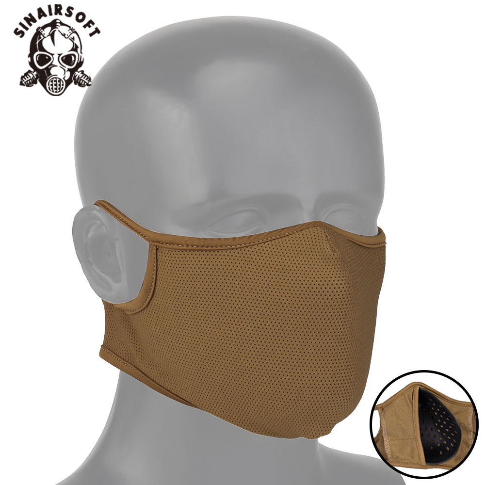 Sinairsoft Tactical Multi functional Free Ear Face Protection Silicone Mask Outdoor Cycling Breathable Elastic Soft Mask - M/L