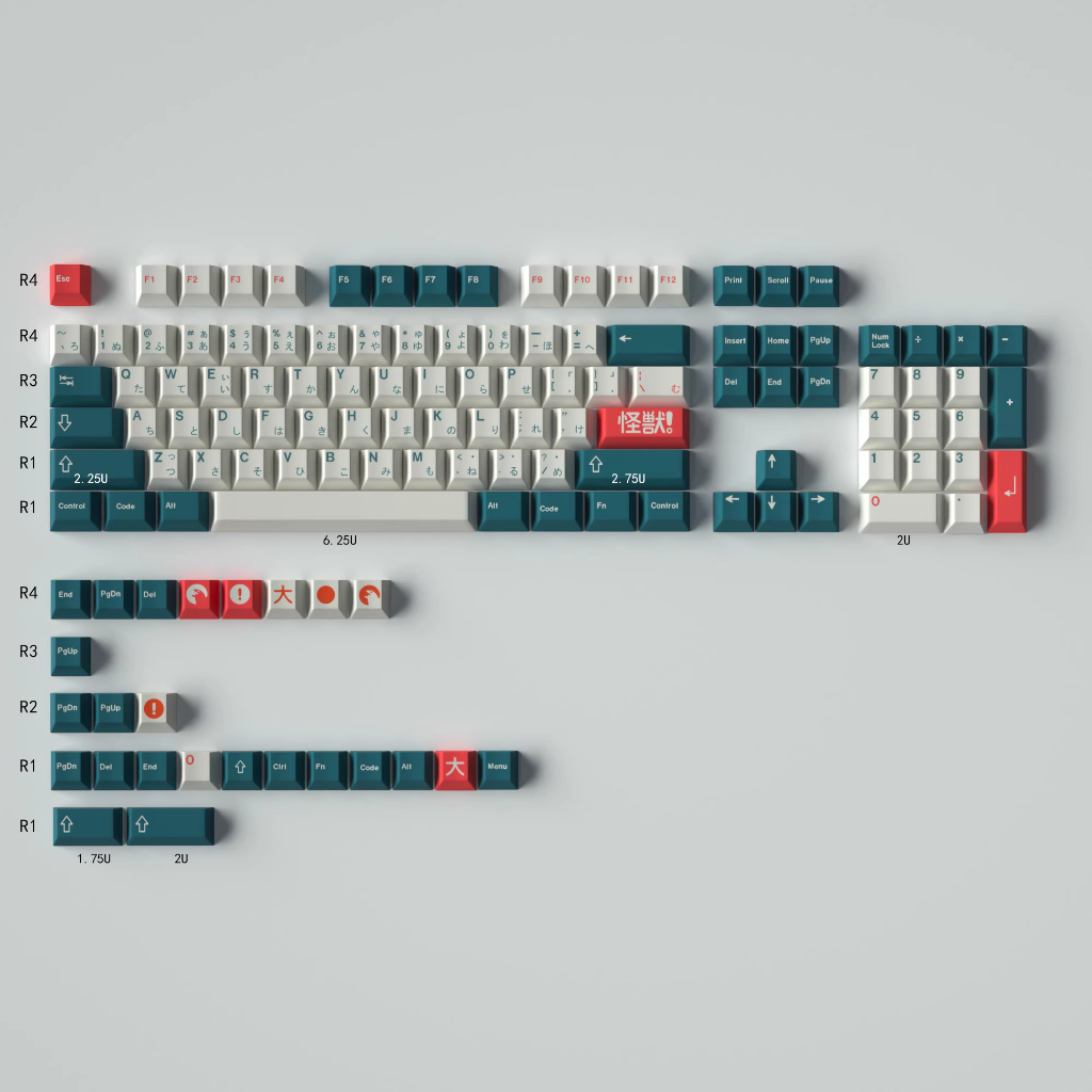 Gmk Kaiju Keycaps โปรไฟล์เชอร์รี่ PBT Dye-Sub 129 คีย์ปุ่มกดญี่ปุ่นสําหรับคีย์บอร์ดแบบกลไก 61/64/68/84/98/108 รูปแบบ