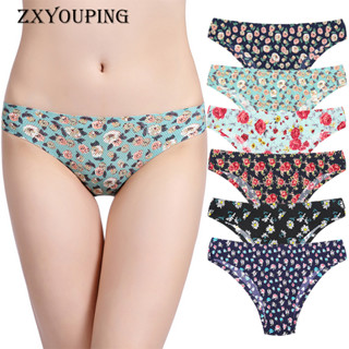 Zxyouping กางเกงชั้นใน ไร้รอยต่อ เซ็กซี่ 12 สี นุ่ม สบาย ระบายอากาศ เอวต่ํา พิมพ์ลาย ชุดชั้นใน พลัสไซซ์ T ด้านหลัง S-XL