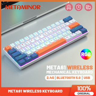 Meta61 คีย์บอร์ดเล่นเกมไร้สาย 60% พร้อม RGB 3 โหมด บลูทูธ 2.4G มีสาย สําหรับแล็ปท็อป