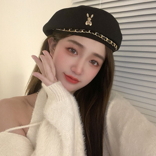 หมวกเบเร่ต์ Beret ลายกระต่ายน่ารัก ขนาดเล็ก สไตล์เรโทร แฟชั่น เหมาะกับฤดูใบไม้ร่วง และฤดูหนาว สําหรับผู้หญิง