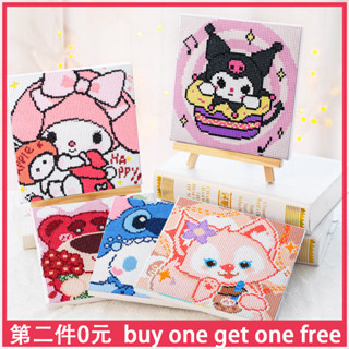 สติกเกอร์เพชร คริสตัล กรอบไม้เนื้อแข็ง ลาย Kuromi Melody DIY สําหรับตกแต่ง