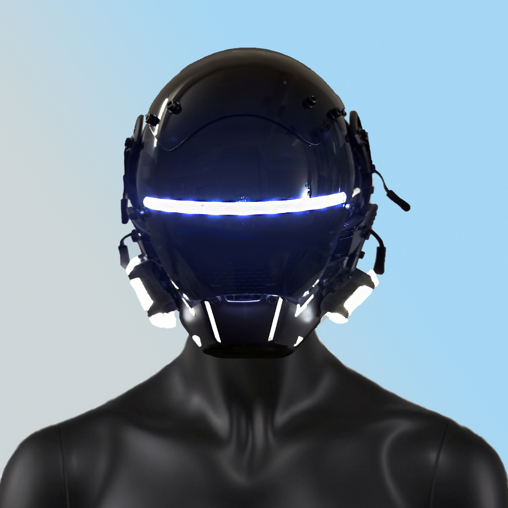 หน้ากาก Cyberpunk คอสเพลย์หน้ากาก Sci-Fi สีดำซามูไรวอร์คาเมนไรเดอร์หน้ากากฮาโลวีนพอดีกับปาร์ตี้ของขวัญสุดเจ๋ง/