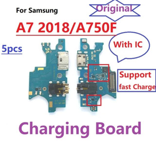 บอร์ดแท่นชาร์จ ของแท้ สําหรับ Samsung A7 2018 / A750F ใหม่ โมดูลไมโครโฟน + บอร์ดพอร์ตชาร์จ USB สายเคเบิลอ่อน อะไหล่เปลี่ยน (รองรับการชาร์จอย่างรวดเร็ว)