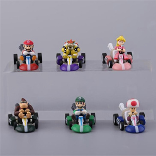 ฟิกเกอร์ Mario Kart Pull Behind Race Car Driver Super Luigi Yoshi PVC ขนาด 12 ซม. ของเล่นสําหรับเด็ก