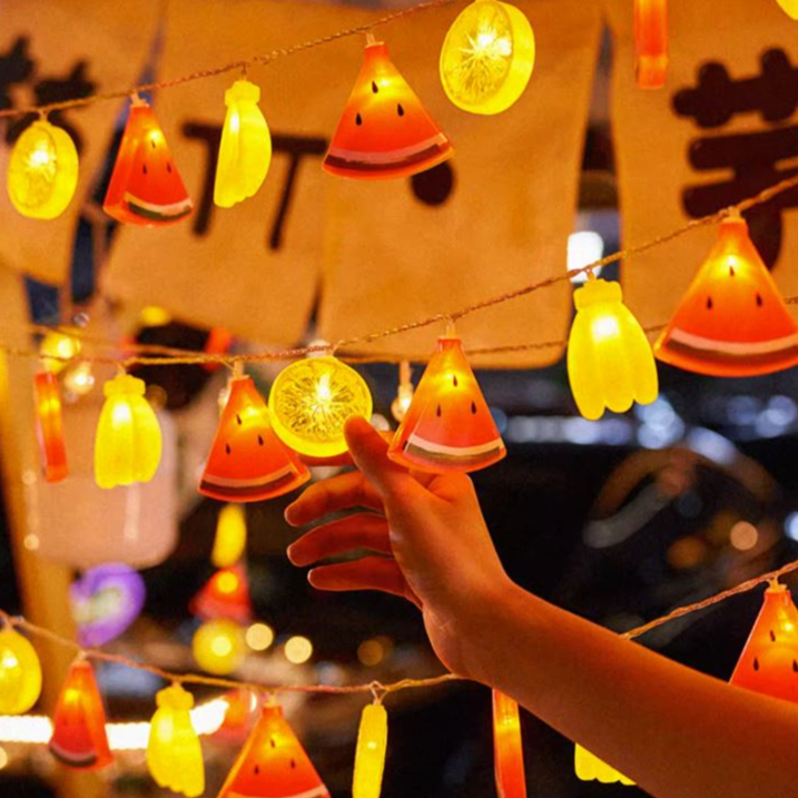 ไฟตกแต่ง ผลไม้ สายไฟหิ่งห้อย LED รูปผลไม้ ยาว 2 เมตร ไม่มีแบตเตอรี่ สําหรับตกแต่งห้องนอน ในร่ม และกลางแจ้ง