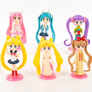 6 ชิ้น / เซต อะนิเมะ เซเลอร์มูน ฟิกเกอร์ Tsukino Usagi พวงกุญแจ Chibiusa รุ่น Q ฟิกเกอร์ PVC โมเดล คอลเลกชัน ของเล่น ตุ๊กตา ของขวัญเด็ก