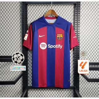 เสื้อกีฬาแขนสั้น ลายทีมชาติฟุตบอล Barcelona 23 24 ชุดเหย้า ไซซ์ S - 4XL