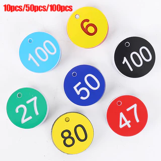 100ชิ้นอะคริลิตารางจํานวนแผ่นรอบสติ๊กเกอร์พลาสติกการเลี้ยงผึ้งปศุสัตว์เพาะพันธุ์ฉลาก