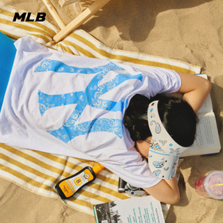 Mlb เสื้อยืดลําลอง แขนสั้น พิมพ์ลายโลโก้ดอกไม้ เม็ดมะม่วงหิมพานต์ สําหรับผู้ชาย และผู้หญิง OG08