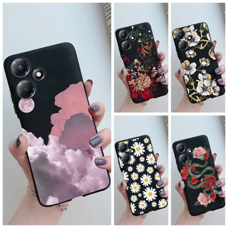 เคสซิลิโคนนิ่ม เนื้อแมตต์ กันกระแทก ลายท้องฟ้ากลางคืน สีดํา สําหรับ Infinix Hot 30 Play