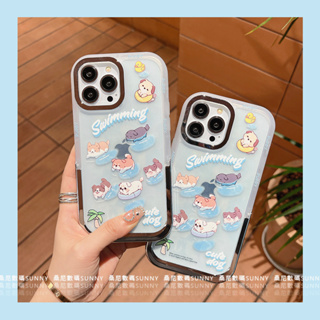 เคสโทรศัพท์มือถือ ลายสุนัขว่ายน้ํา กันกระแทก สําหรับ iphone 14 13 11 12 pro max