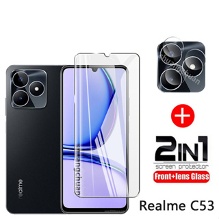 2 in 1 Realme C53 กระจกนิรภัย + เลนส์กล้อง กระจก 3D HD ป้องกันหน้าจอ ฟิล์มกระจกนิรภัย