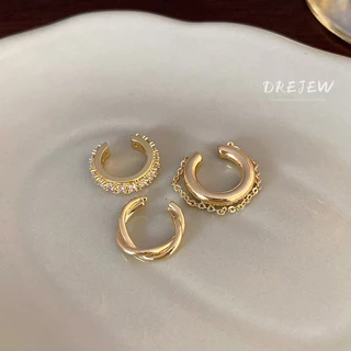 DREJEW ตุ้มหูเกาหลีบุคลิกภาพพู่คลิปชุด 3 ชิ้นโลหะสไตล์ต่างหูแฟชั่นสำหรับผู้หญิง