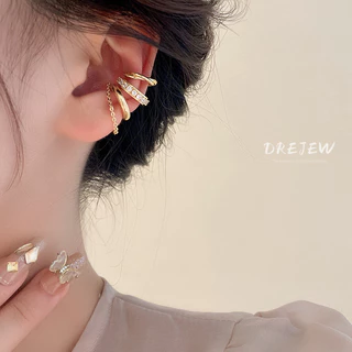 DREJEW ตุ้มหูเกาหลีบุคลิกภาพพู่คลิปชุด 3 ชิ้นโลหะสไตล์ต่างหูแฟชั่นสำหรับผู้หญิง